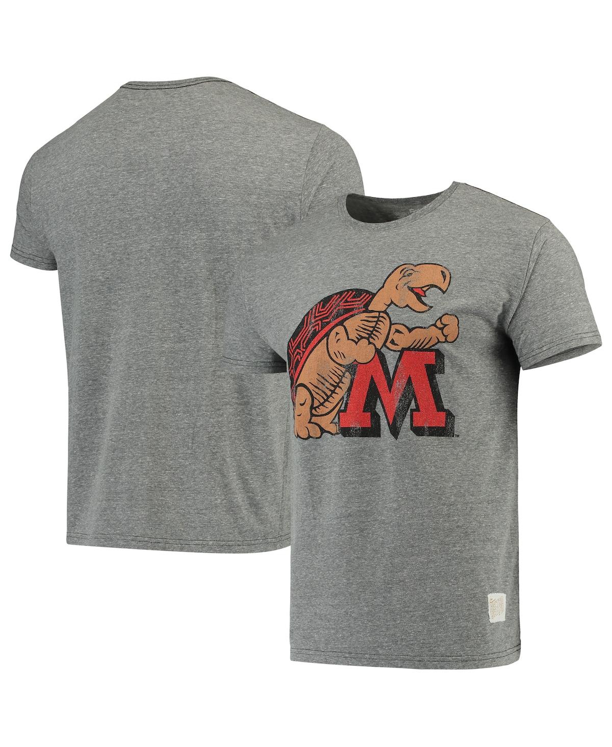Men's Heathered Gray Maryland Terrapins Vintage-Like Logo Tri-Blend T-shirt - Heathered Gray