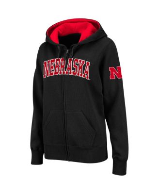 Women's Stadium Athletic Black Nebraska Huskers Arched Name Full-Zip Hoodie