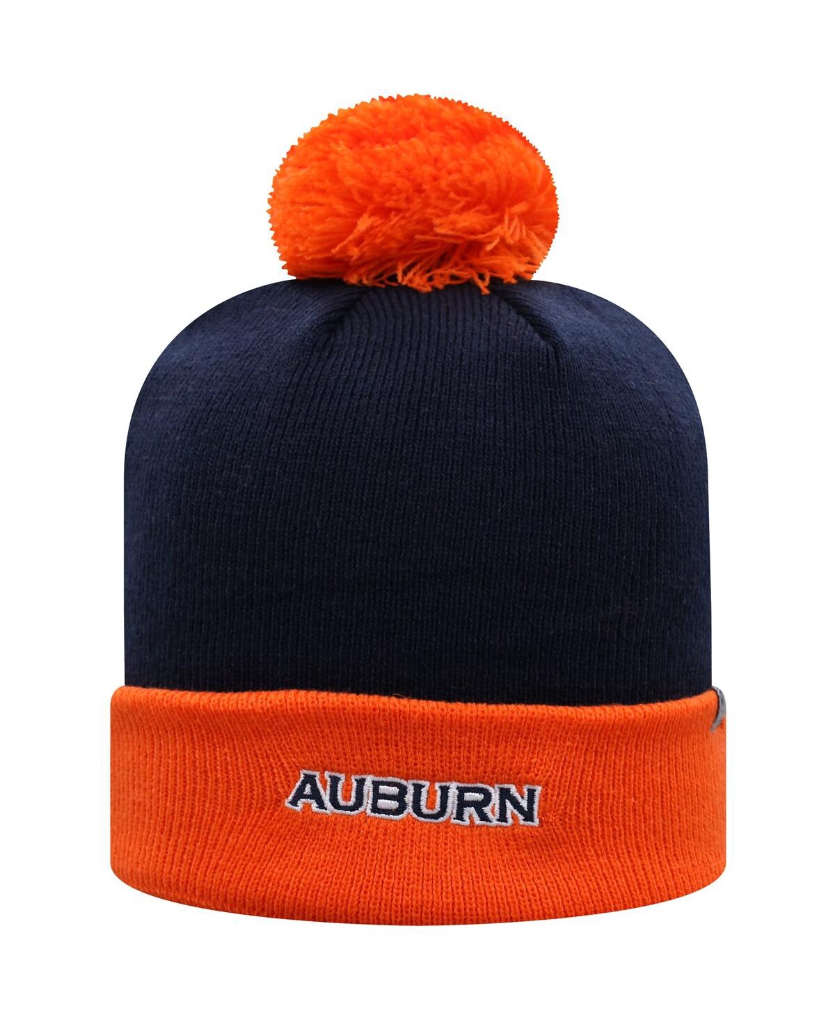 Top Of The World Men's Navy And Orange Auburn Tigers Core 2-tone Cuffed Knit Hat With Pom In Navy,orange