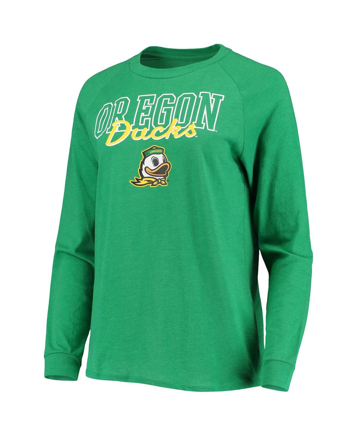 Shop Concepts Sport Women's Green, Gray Oregon Ducks Raglan Long Sleeve T-shirt And Shorts Sleep Set In Green,gray