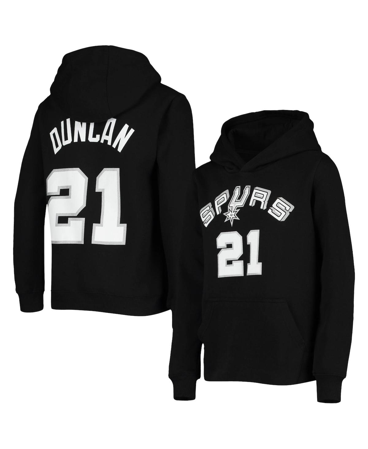 Big Boys Tim DuncanSan Antonio Spurs Hardwood Classics Name and Number Pullover Hoodie - Black