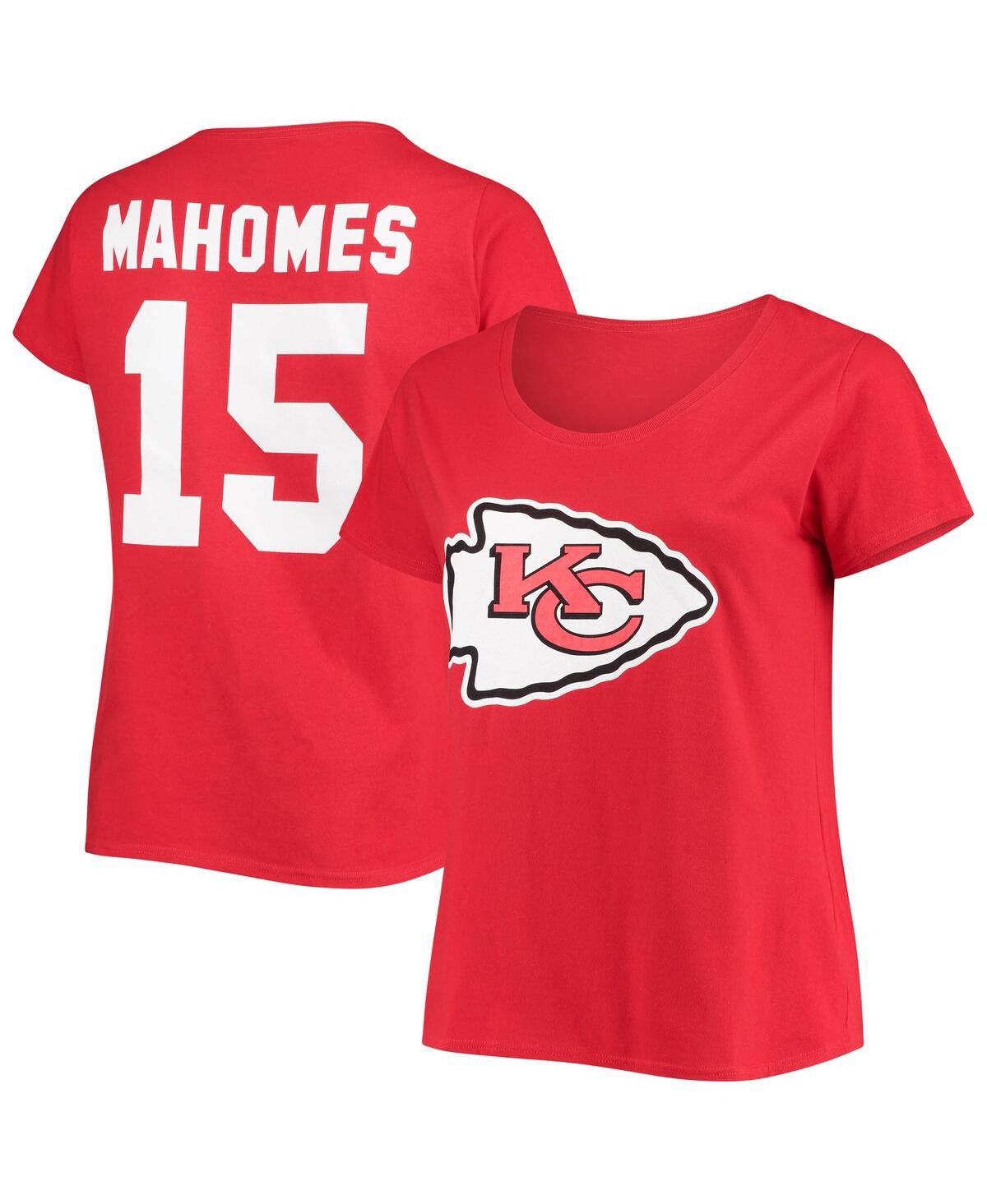 Women's Patrick MahomesKansas City Chiefs Plus Size Name and Number V-Neck T-shirt - Red
