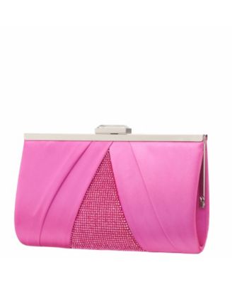 Women's Pleated Stain Crystal Frame Clutch