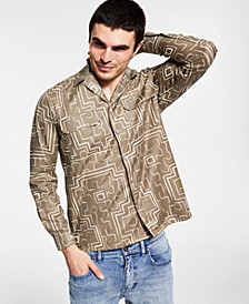 Men's Regular-Fit Maze-Print Camp Shirt, Created for Macy's 