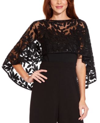 Adrianna Papell Embroidered Capelet - Macy's