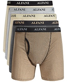 Men's 5-Pk. Tile & Solid Boxer Briefs, Created for Macy's