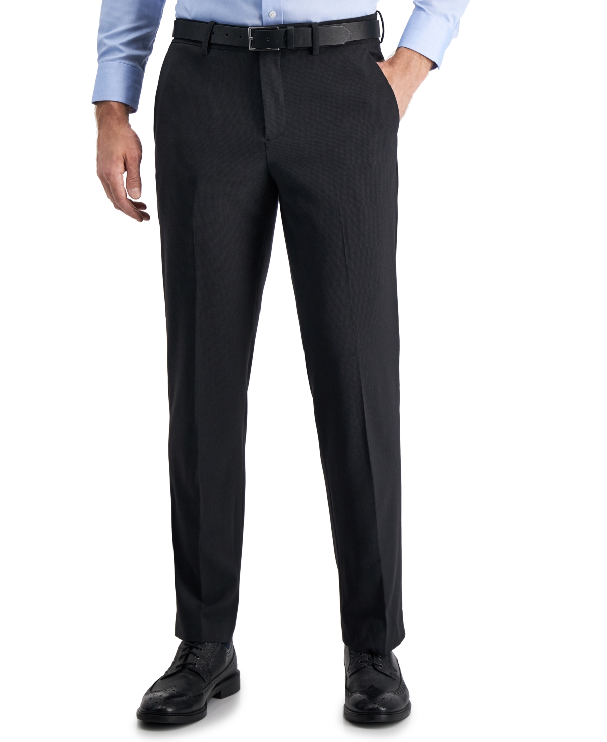 Perry Ellis Men's Portfolio Modern-Fit Performance Mini Check Pants - Black