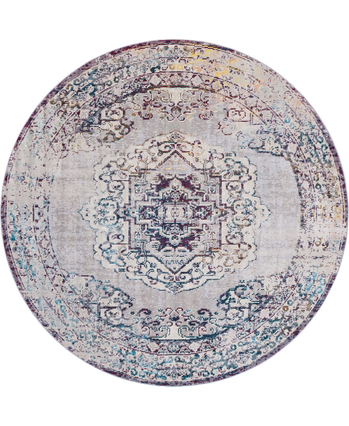 Bayshore Home Closeout!  Amulet Clover 7' X 7' Round Area Rug In Gray