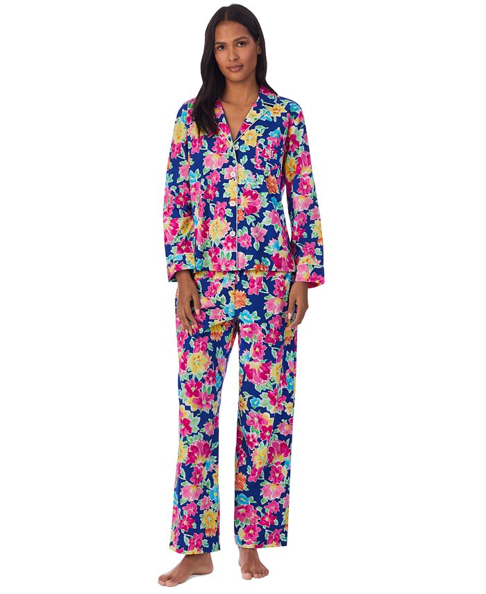 Lauren Ralph Lauren Women's Woven Notch-Collar Cotton Pajama Set & Reviews  - All Pajamas, Robes & Loungewear - Women - Macy's