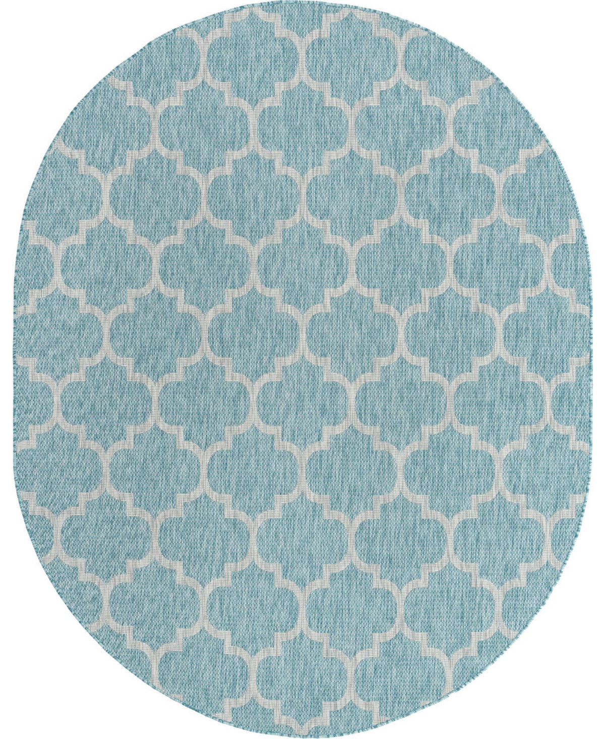 Bayshore Home Outdoor Bh Pashio Trellis Ii Trellis 7'10in x 10' Oval Area Rug - Aquamarine