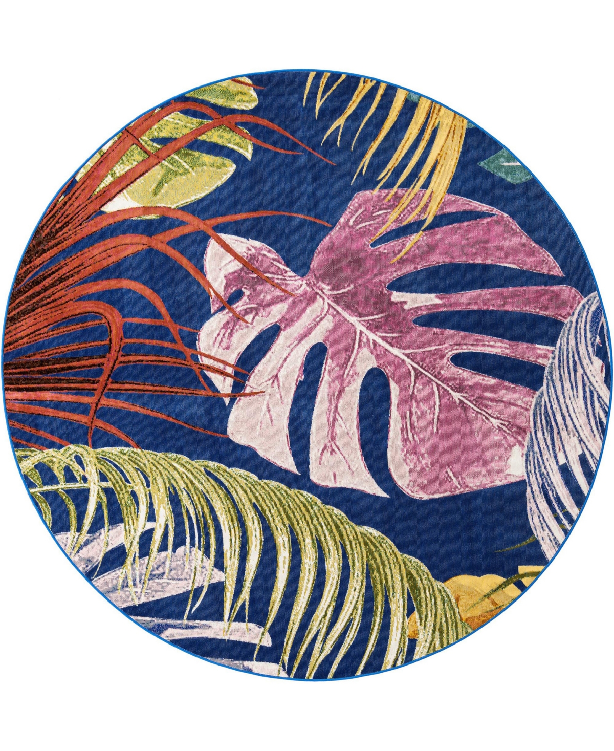 Bayshore Home Prunus Montego 7' x 7' Round Area Rug - Blue