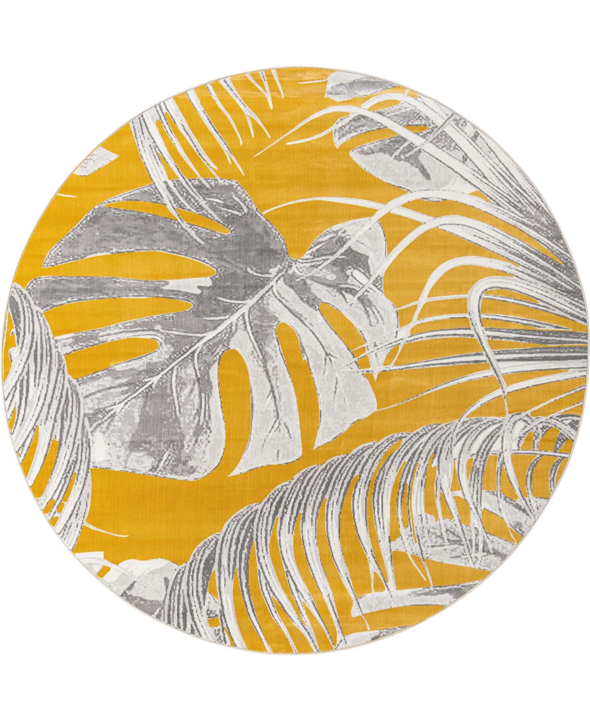 Bayshore Home Prunus Montego 7' x 7' Round Area Rug - Yellow