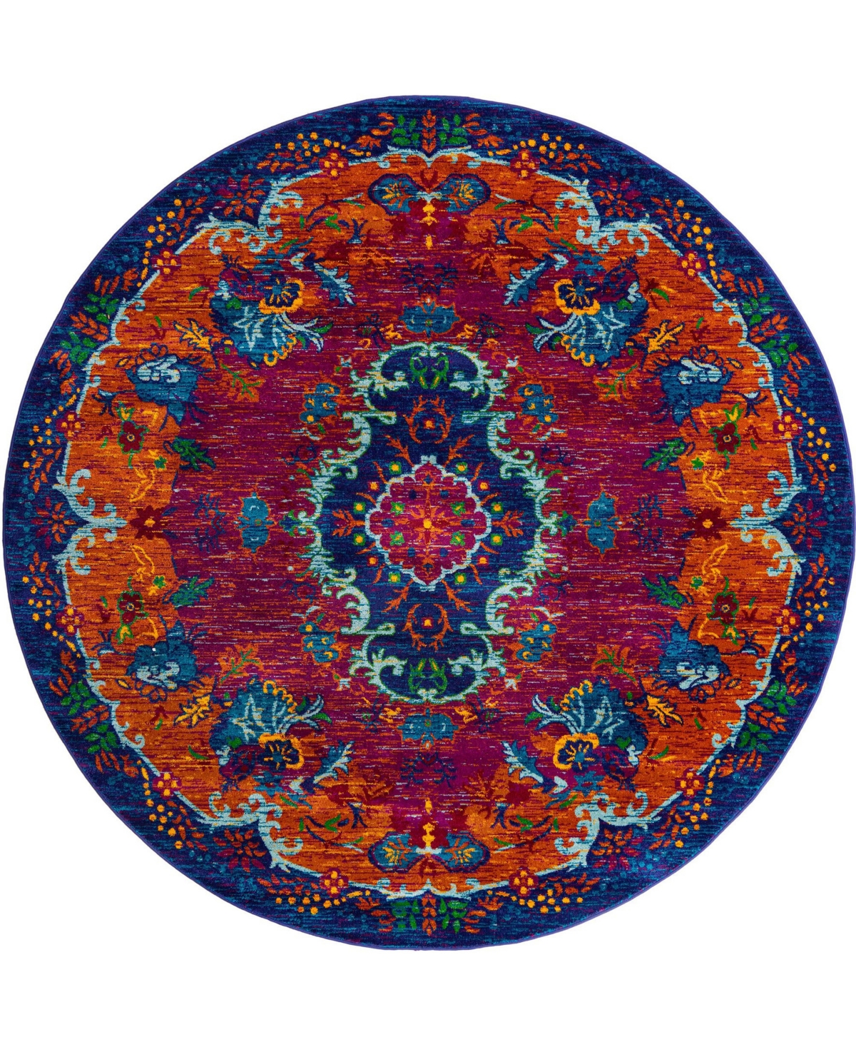 Bayshore Home Gozo Antigua 7'10in x 7'10in Round Area Rug - Fuchsia