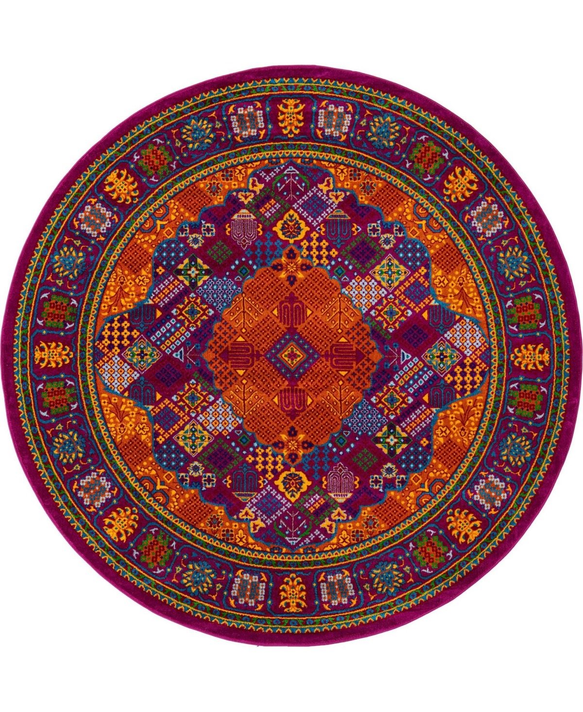 Bayshore Home Gozo Trinidad 7'10in x 7'10in Round Area Rug - Fuchsia