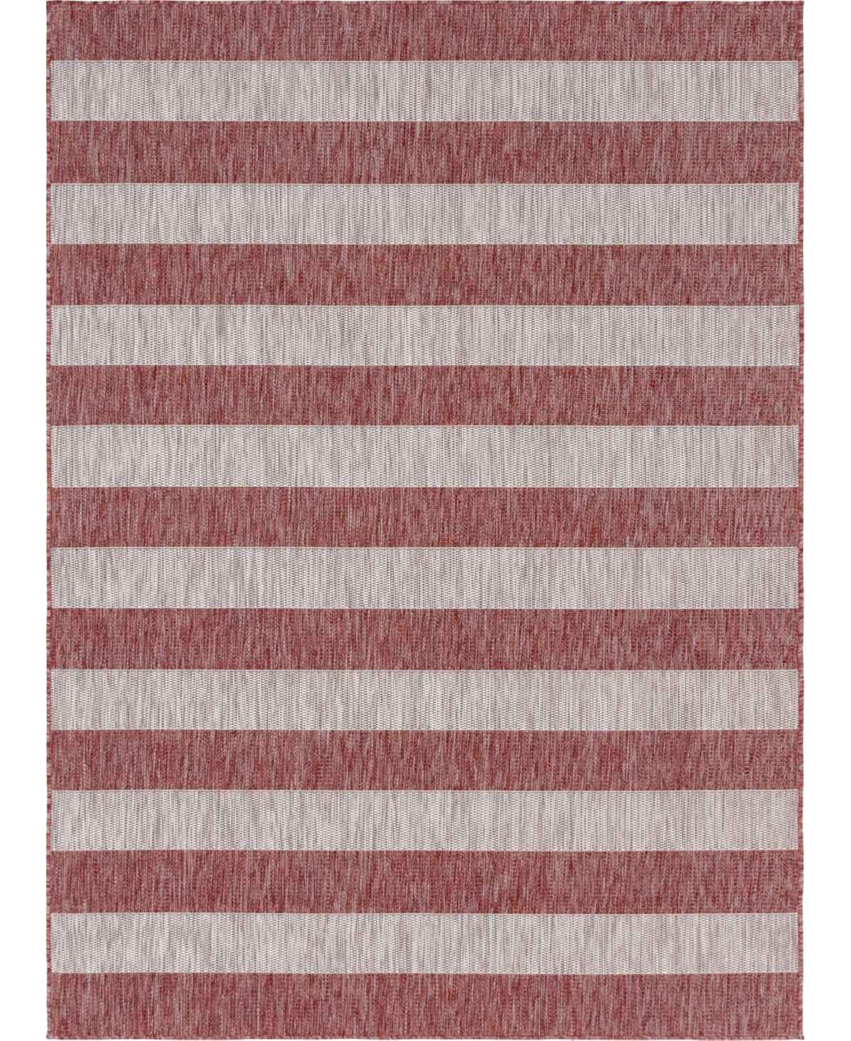 Bayshore Home Outdoor Banded Distressed Stripe 8' X 11'4" Area Rug In Rust