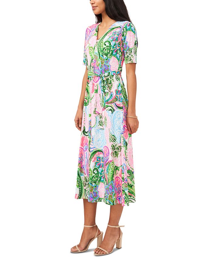 MSK Paisley-Print Fit & Flare Dress - Macy's