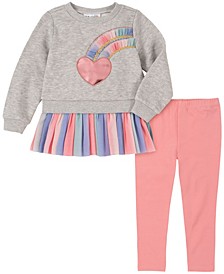 Baby Girls Rainbow Peplum Sweatshirt and Leggings, 2 Piece Set