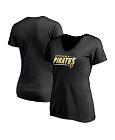 Women's Black Pittsburgh Pirates Mascot In Bounds V-Neck T-shirt