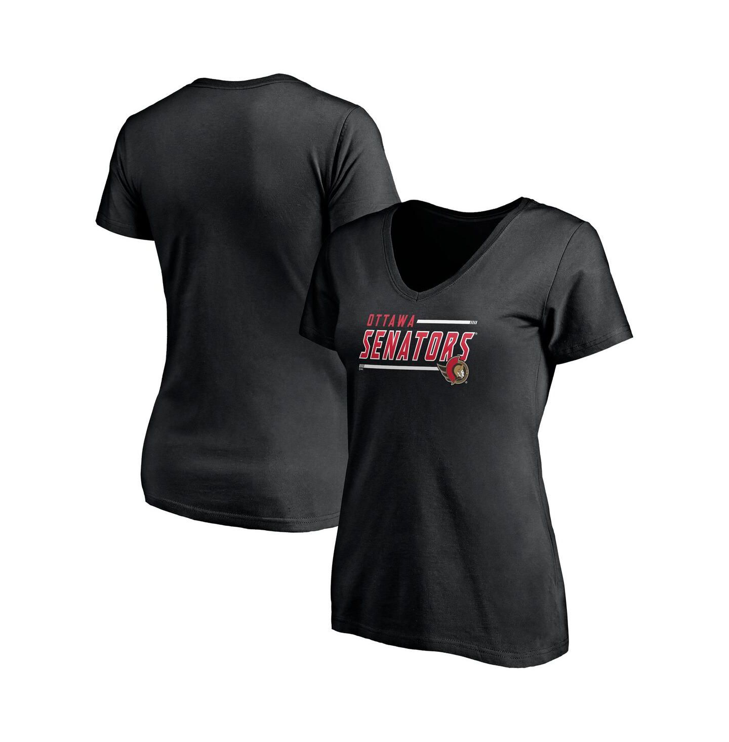 Женская футболка Fanatics Black Ottawa Senators Plus Size Mascot In Bounds V-Neck — фото 1