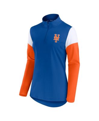 Women's Royal and Orange New York Mets Authentic Fleece Quarter-Zip Jacket