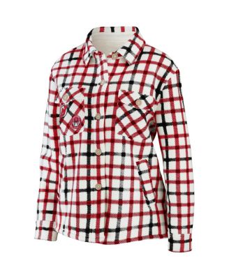 Women's Oatmeal New Jersey Devils Plaid Button-Up Shirt Jacket