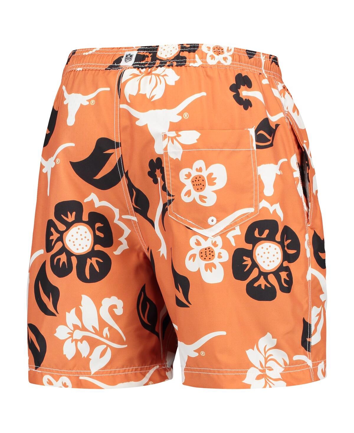 Men's Wes & WillyTexas Longhorns Floral Volley Logo Swim Trunks - Texas Orange