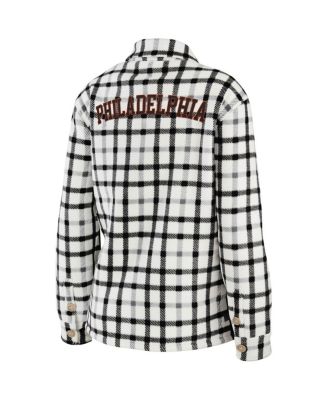 Women's Oatmeal Philadelphia Flyers Plaid Button-Up Shirt Jacket