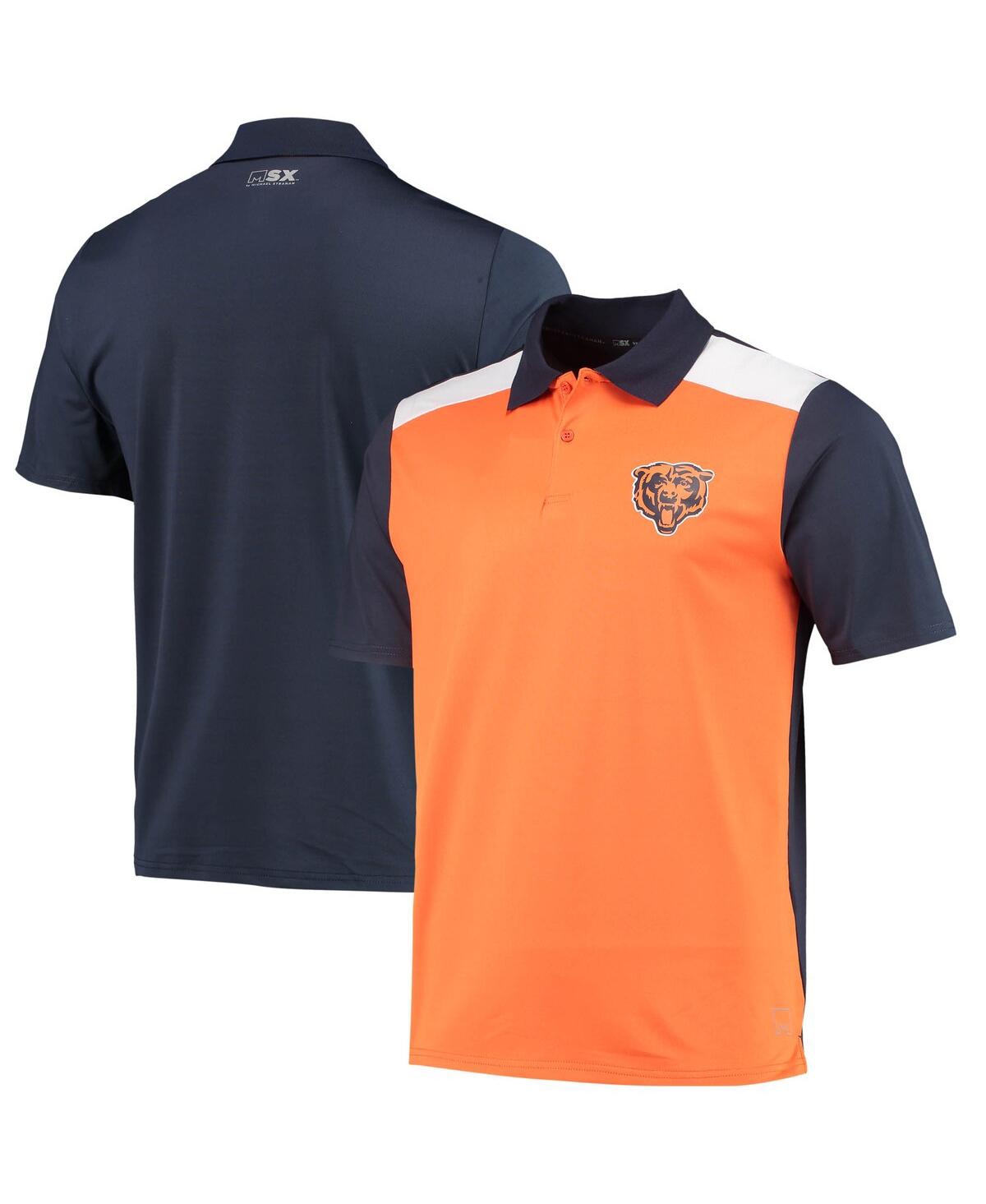 Msx By Michael Strahan Men's  Orange, Navy Chicago Bears Challenge Color Block Performance Polo Shirt In Orange,navy