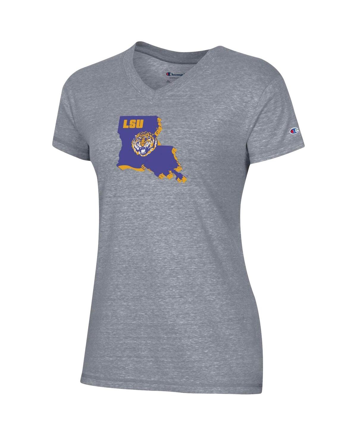 Women's ChampionLsu Tigers Vault Logo V-Neck T-shirt - Gray