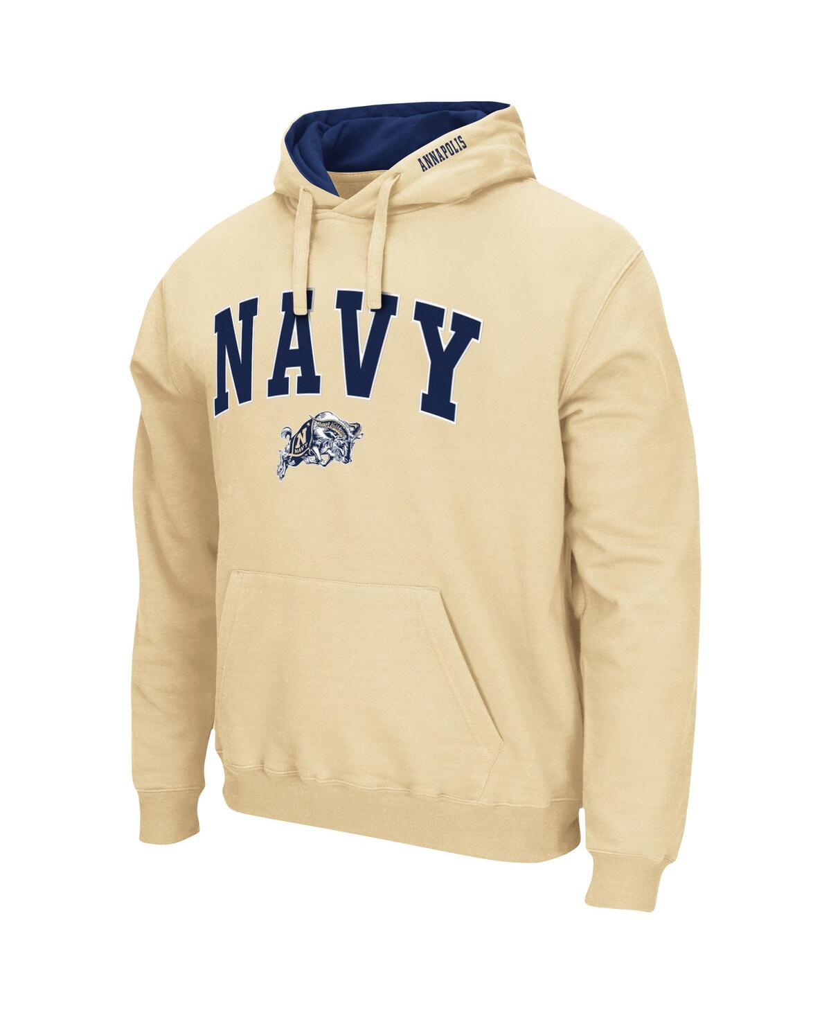 Colosseum Men's  Gold Navy Midshipmen Arch And Logo 3.0 Pullover Hoodie In Gold