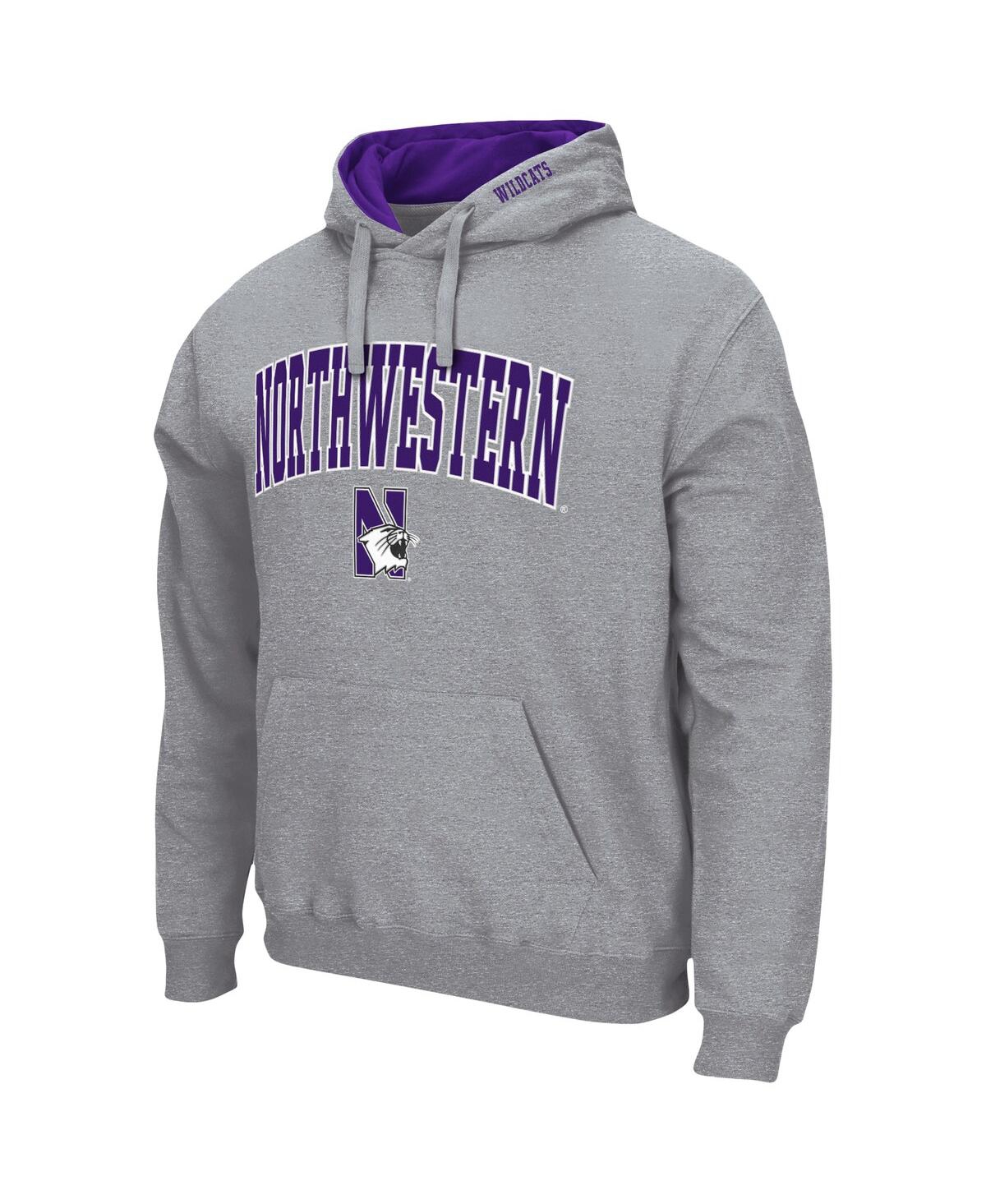 Colosseum Men's New Hampshire Wildcats Arch And Logo Pullover Hoodie In Heathered Gray