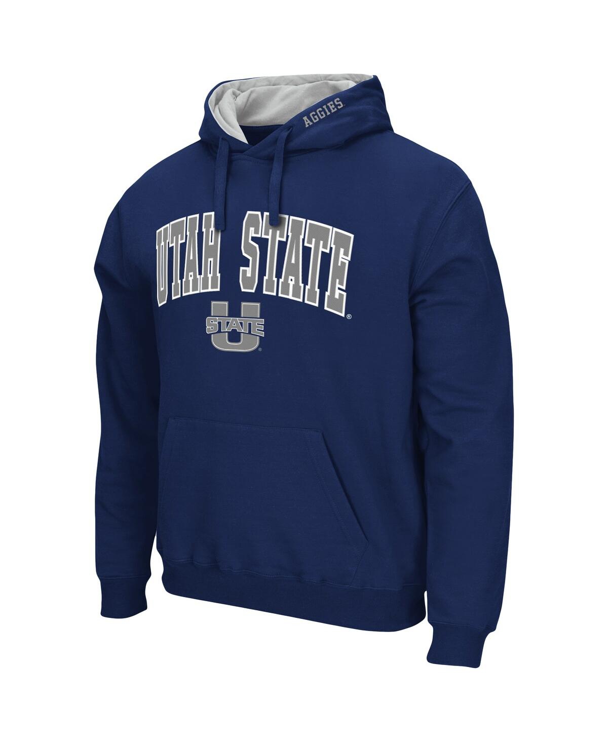 Shop Colosseum Men's  Navy Utah State Aggies Arch And Logo Pullover Hoodie
