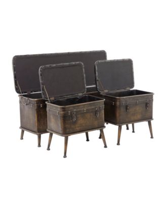 Metal Retro Storage Bench, Set of 3