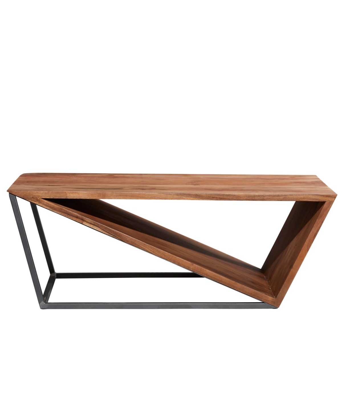 Metal and Wood Triangular Table for Home Display