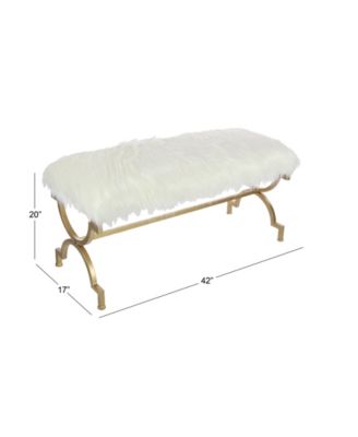 Faux Fur and Metal Contemporary Bench