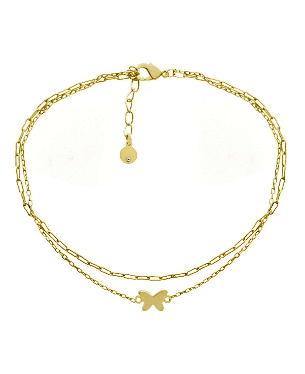 Butterfly Double Chain Anklet in Gold Plate - Gold