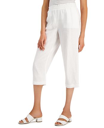 Charter Club Linen Cropped Pull-On Pants, Created for Macy's - Macy's