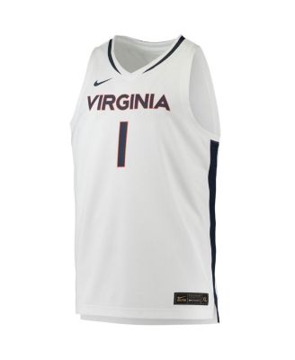 Men's #1 White Virginia Cavaliers Replica Basketball Jersey