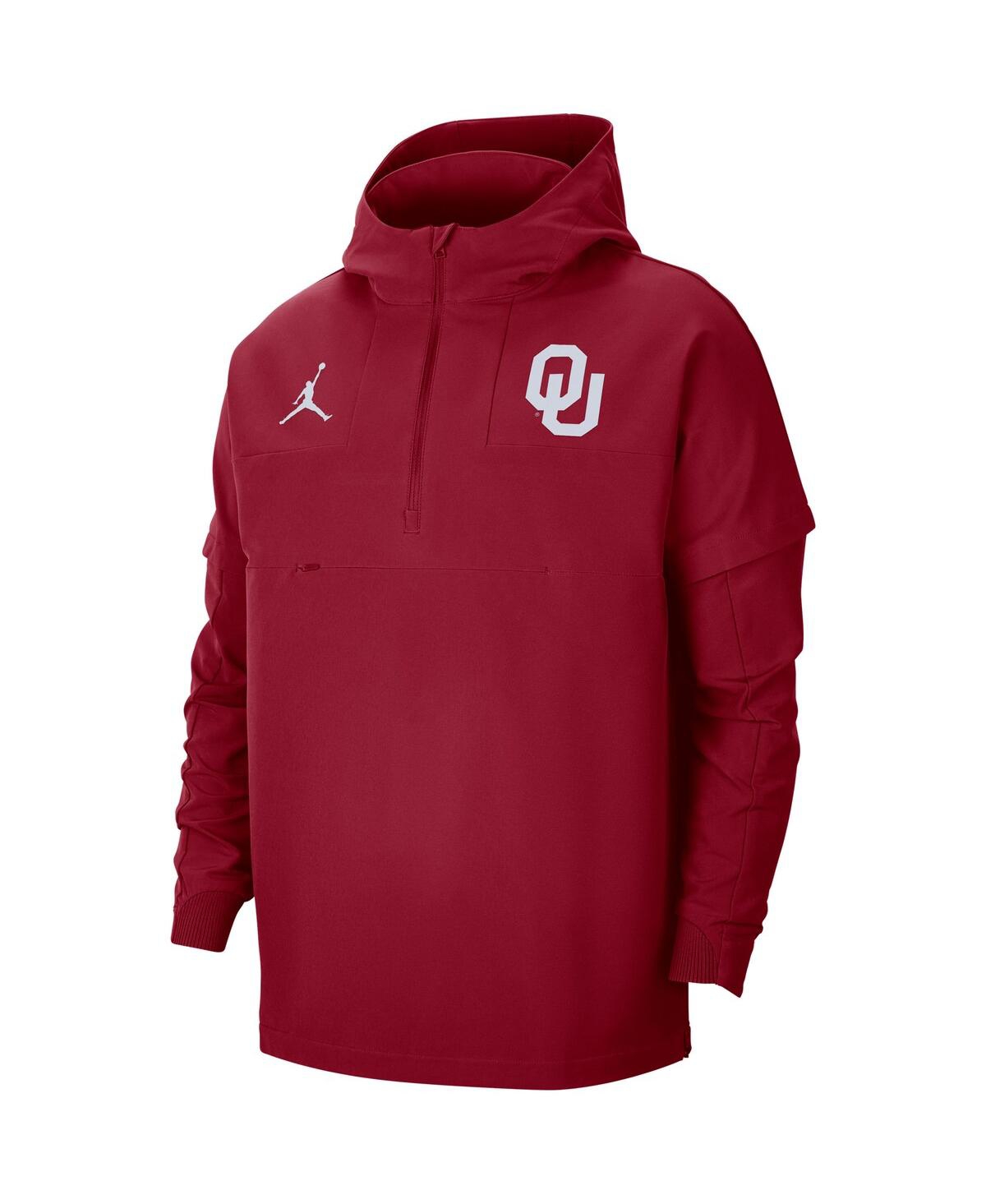Jordan Men's Crimson Oklahoma Sooners Pregame Half-zip Hoodie In Crimson