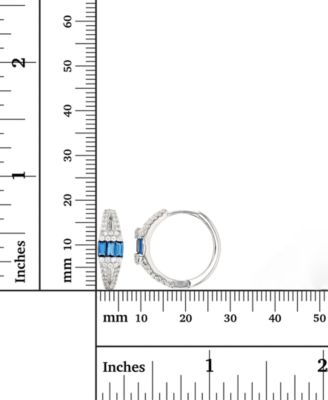 Lab-Created Blue Spinel & Cubic Zirconia Small Hoop Earrings in Sterling Silver, 0.71" (Also in Green Nano)