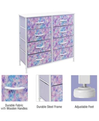  8 Drawers  Steel Frame & Wood Top Fabric Bins Storage Dresser Unit for Bedroom, Closet, Office