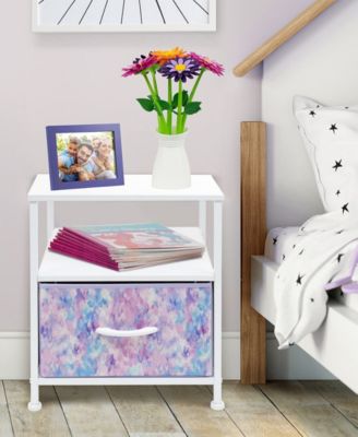 1 Drawers Nightstand with Shelf - Steel Frame, Wood Top & Easy Pull Fabric Bins - Perfect for Home, Bedroom, Office & College Dorm