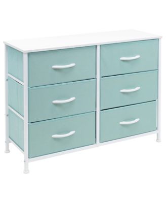 6 Drawers Dresser- Storage Unit with Steel Frame, Wood Top, Fabric Bins - for Bedroom, Closet, Office and more