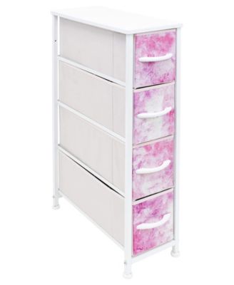 Narrow 4 Drawer Dresser Tower, Slim Metal Frame with Fabric Drawers, Space Saving Storage Organizer for Home