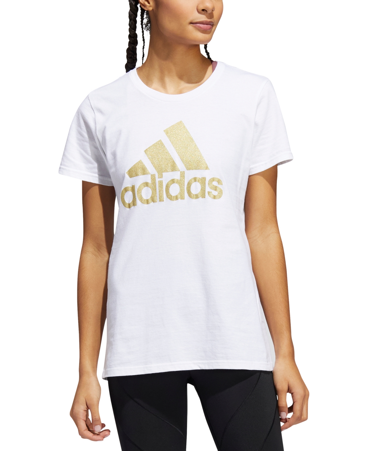 adidas Women's Metallic Cotton Logo T-Shirt