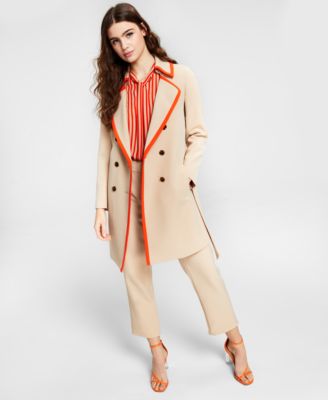 contrast trim trench coat