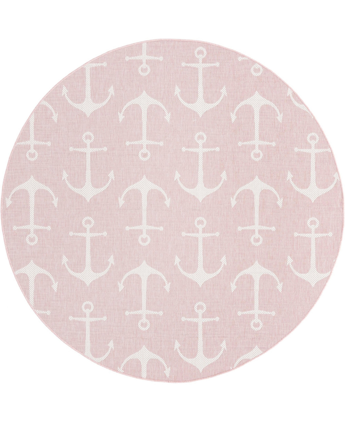 Bayshore Home Outdoor Shore Ahoy 7'10in x 7'10in Round Area Rug - Pink