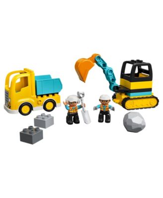 Duplo 10931 Truck & Tracked Excavator Toy Building Set with Construction Worker Minifigures