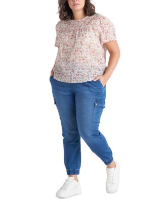 plus size denim cargo pants