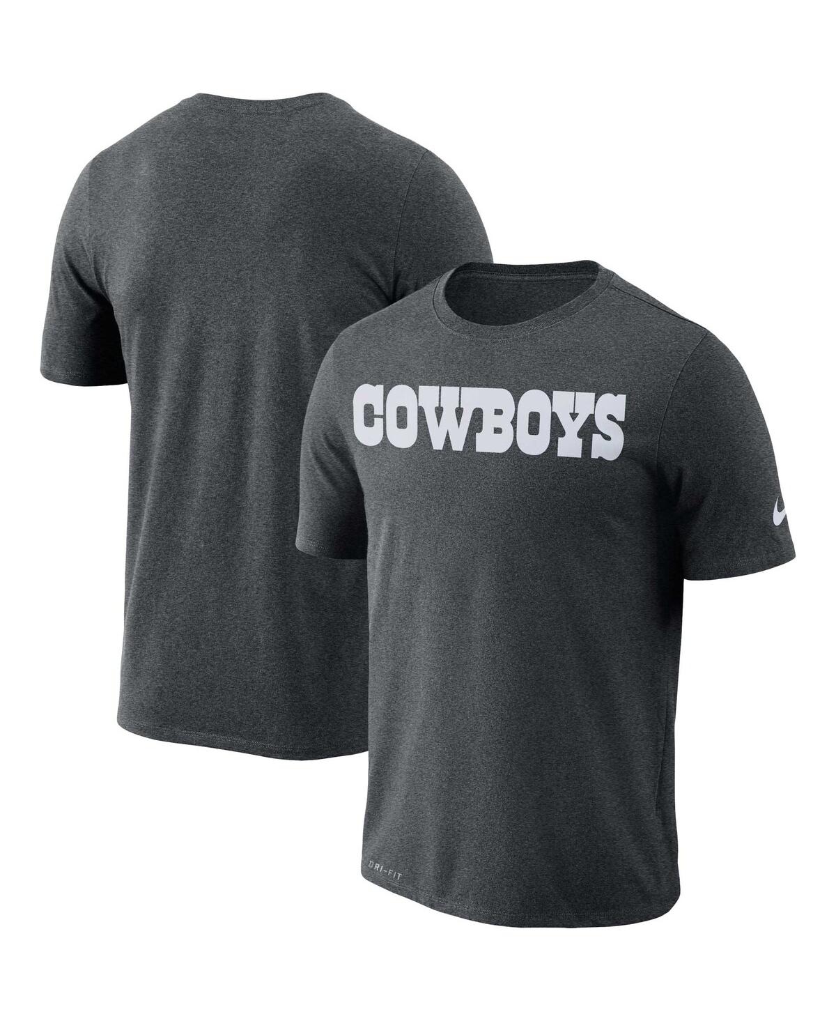 Men's Nike Heather Charcoal Dallas Cowboys Dri-fit Cotton Essential Wordmark T-shirt